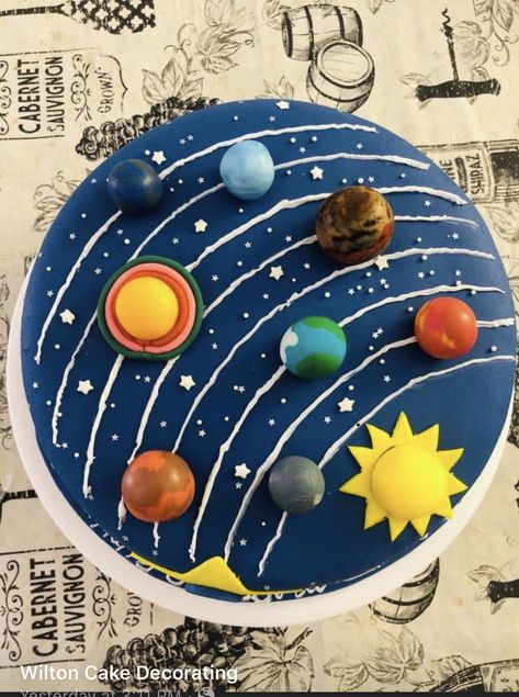 Solar System Birthday Cake, Solar System Birthday, Solar System Cake, Space Cupcakes, Planet Birthday, Planet Cake, Birthday Baking, Astronaut Birthday, Space Theme Party