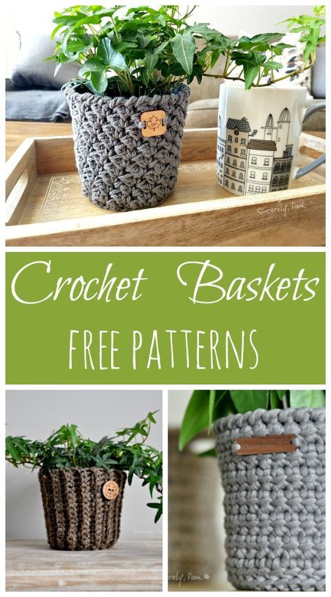 Crocheted Plant Basket, Crochet Planter Basket, Crochet Plant Cozies, Plant Basket Crochet, Crochet Plant Basket Free Pattern, Crochet Plant Pot Holders Free Pattern, Crochet Planters Free Pattern, Crochet Plant Pot Holder, Crochet Pots For Plants