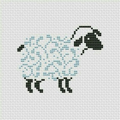 Sheep Silhouette, Sheep Cross Stitch, Animals Cross Stitch, Cross Stitch Cross, Stitch Cross Stitch, Xmas Cross Stitch, Motifs Perler, Cross Stitch Bookmarks, Cross Stitch Bird