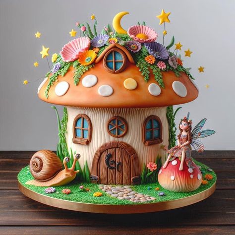 Fairy House Cake, Pumpkin Fairy House, Pumpkin Fairy, 3d Crafts, Fairy Things, Fairy Garden Ornaments, Mermaid Birthday Cakes, Wee Folk, Fairy House Diy