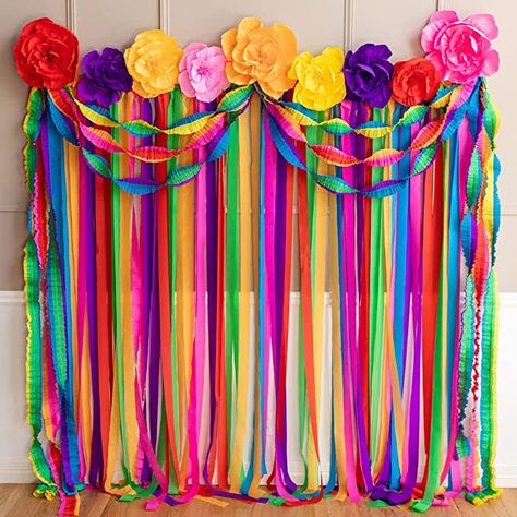 Amazon.com: Riles & Bash Mexican Fiesta Streamer Backdrop with Crepe Paper Fiesta Flowers and Ruffled Party Streamers - Mexican Party Decorations for a Birthday, Taco Party, Dia de Los Muertos - Cinco de Mayo Party Decorations - Fiesta Party Decorations and Fiesta Party Supplies : Home & Kitchen Fiesta Flowers, Mexican Theme Party Decorations, Mexican Birthday Parties, Mexican Party Decorations, Streamer Backdrop, Fiesta Bridal Shower, Mexican Fiesta Party, Fiesta Party Decorations, Mexican Birthday