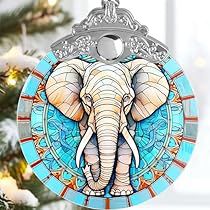 Elephant Christmas, Christmas Elephant, Elephant Ornament, Stained Glass Ornaments, Christmas Owls, Elephant Lover, Christmas Ornaments Gifts, Colorful Gifts, Christmas Tree With Gifts