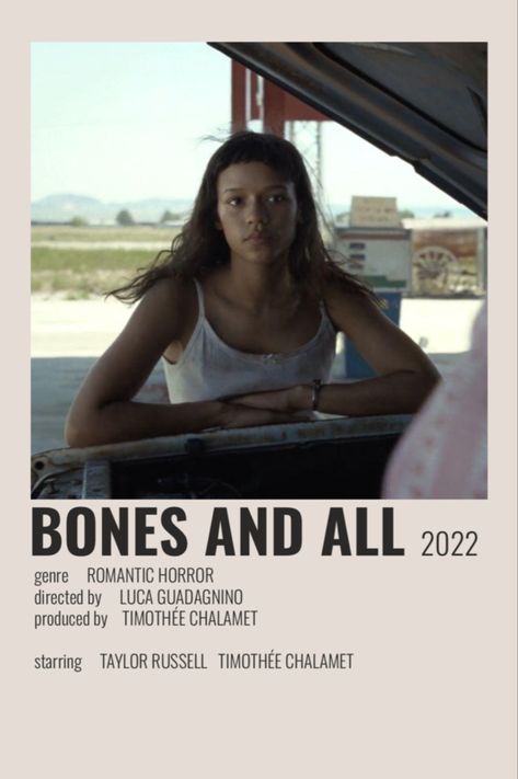 Bones And All Polaroid, Bones And All Movie Poster, Bones And All Poster, Movies Minimalist, Alternative Posters, To The Bone Movie, Bones And All, Posters Minimalist, Minimalist Posters