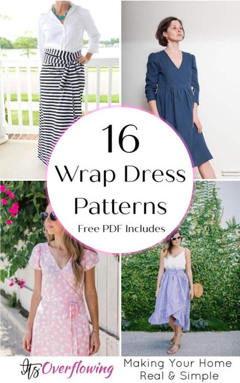 16 Best Wrap Dress Patterns (Free PDF Includes) - Its Overflowing Wrap Dress Pattern Free, Dress Patterns For Women, Wrap Dress Tutorial, Wrap Skirt Tutorial, Mini Dress Pattern, Wrap Dres, Pola Rok, Wrap Dress Sewing Patterns, Wrap Skirt Pattern