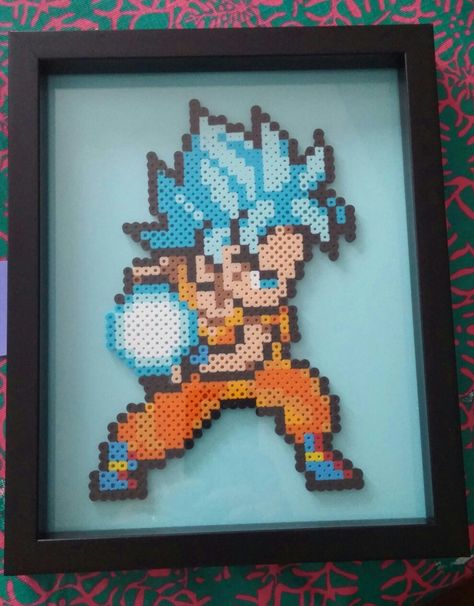 Dragon ball z framed Perler Bead Dragon Ball Z, Dragon Ball Z Perler Beads, Dragon Ball Perler Beads, Dragon Ball Z Perler, Dragon Ball Perler, Disney Hama Beads Pattern, Anime Perler, Marvel Cross Stitch, Pixel Beads