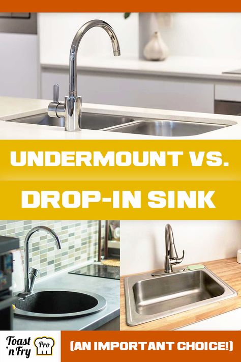 Drop-In vs. Undermount Sink – Which One Is Better For You? New Kitchen Sink, Undermount Sinks, Drop In Sink, Tile Countertops, Sink Countertop, Undermount Kitchen Sinks, Modern Kitchens, Undermount Sink, Pros And Cons