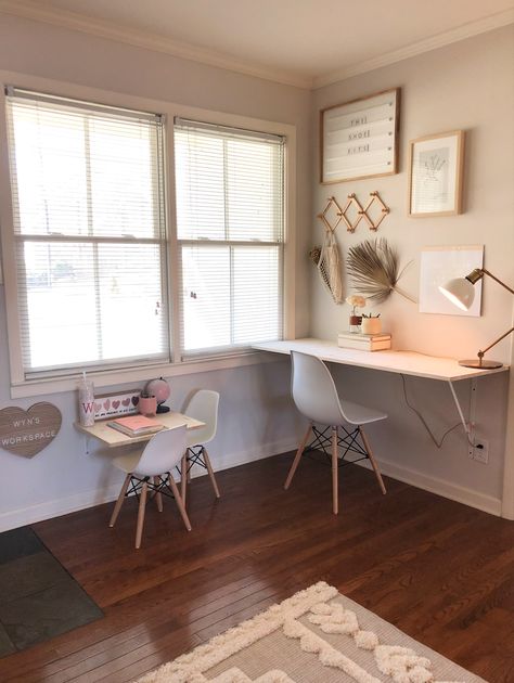 Mother Daughter DIY Office Workspace Mommy And Me Office Space, Shared Home Office, Working Room, Toddler Girl Room, Babe Cave, Diy Office, Desk Areas, Craft Desk, Tropical House