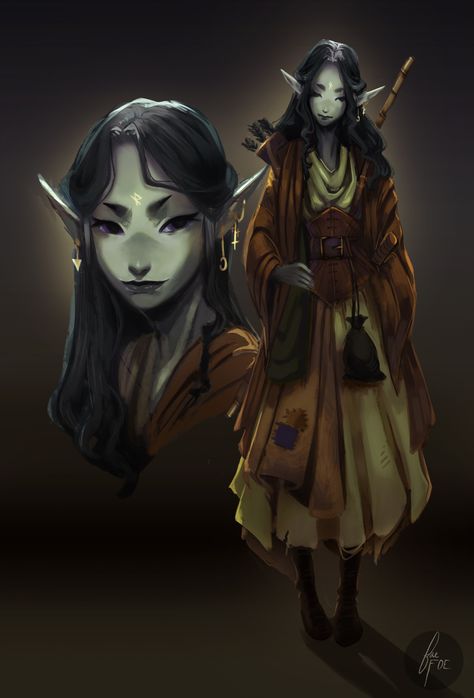 5e Character Ideas, Druid Cleric Dnd, Enby Characters, Pixie Character Design, Witch Ocs, Drow Dnd, Mushroom Fae, Illustration Design Graphique, Elf Characters