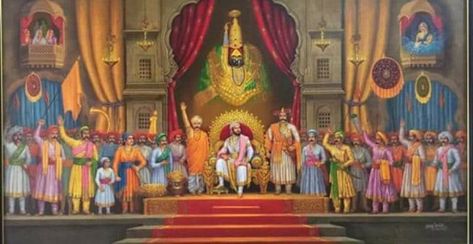 Shivaji Rajyabhishek, Rajgad Fort Images, Shivrajyabhishek Images Hd, Maharaj Painting, Shivaji Maharaj Painting, Buddha Background, Maharaj Wallpapers, Coronation Day, Fabric Colour Painting