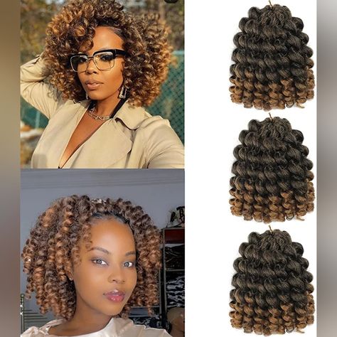 8 Inch Wand Curl Crochet Hair Jamaican Bounce Crochet Hair Short Braiding Hair Curly Crochet Braids Hair Extension Twist Crochet Hair For Black Women 20 Roots/Pack (3 Pcs, T27 Detail: Jamaican Bounce Wand Curl Crochet Hair Material: 100% High-Temperature Synthetic Heat-Resisting Fiber. Size:8 Inches Color: T27 Packaging: (3packs/Lot) 20 Strands Texture: Wand Curl Crochet Braids Hair Quality: Silky Soft, No Shedding, No Tangling, Looks Like The Real Hair Dyed. 2023 Crochet Hairstyles, Jamaican Bounce Crochet Hairstyles, Crochet Styles For Black Women, Cute Crochet Hairstyles, Wand Curl Crochet Hair, Jamaican Bounce Crochet, Shoulder Length Black Hair, Jamaican Bounce, Curly Crochet Braids