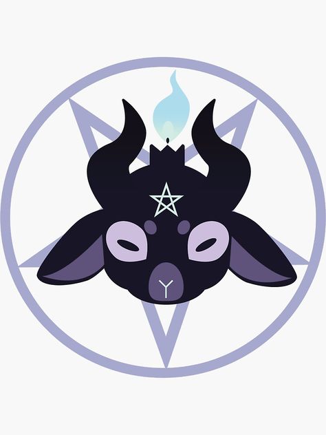 Kawaii Baphomet Tattoo, Cute Baphomet Drawing, Cute Demon Illustration, Baphomet Art Cute, Cute Baphomet Art, Cute Baphomet Wallpaper, Cute Satanic Wallpaper, Cute Baphomet Tattoo, Baphomet Pfp