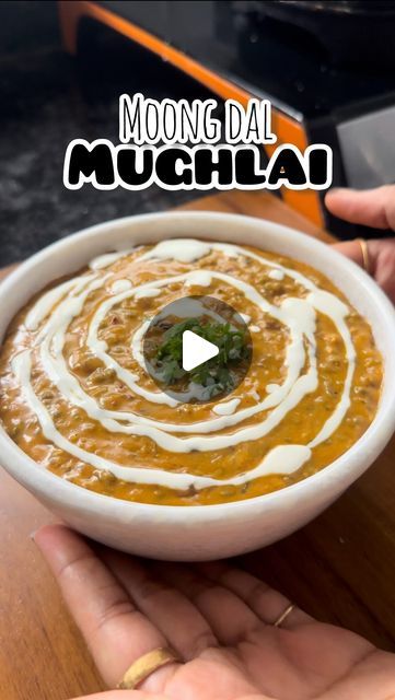 Aishwarya sonvane on Instagram: "Moong Dal Mughlai | Green moong Dal Mughlai

✅save the recipe and try it later 

✅Recipe details : 
Soak 1/2 cup whole green moong overnight or for 5-6 hours 
Now pressure cook it by adding haldi ,red chilli powder,1 cinnamon stick,1 masala cardamom ,2 green cardamom and cloves , salt as per taste and 1 or 1 1/2 glass water 
Now fry one thinely slices onion (birista)
Chop 1 onion , some ginger garlic and 2-3 green chillies finely 
Add some cumin seeds in the oil in which we have fried the onions follow by ginger garlic , chillies and onions 
Sauté everything until it becomes golden brown 
Now add haldi, red chilli powder,coriander powder followed by 1/2 cup curd 
Cook the curd nicely until the oil gets separated from gravy and fried onions 
Now add cooked d Butter Dal Fry, Whole Green Moong Dal Recipe, Moong Dal Fry Recipe, Whole Moong Dal Recipe, Moong Dal Recipe Indian, Gujrati Recipe, Green Moong Dal Recipe, Moong Dal Recipe, Dal Recipes