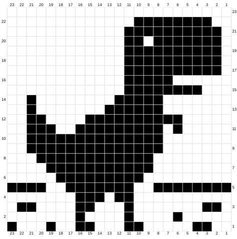 Dino Pixel Art Pattern, Crochet Tapestry Pattern Black And White, Black And White Pixel Art Grid, Lego Printmaking, Dino Cross Stitch, Lego Print, Fillet Crochet Patterns, Quick Crochet Projects, Crochet Potholder