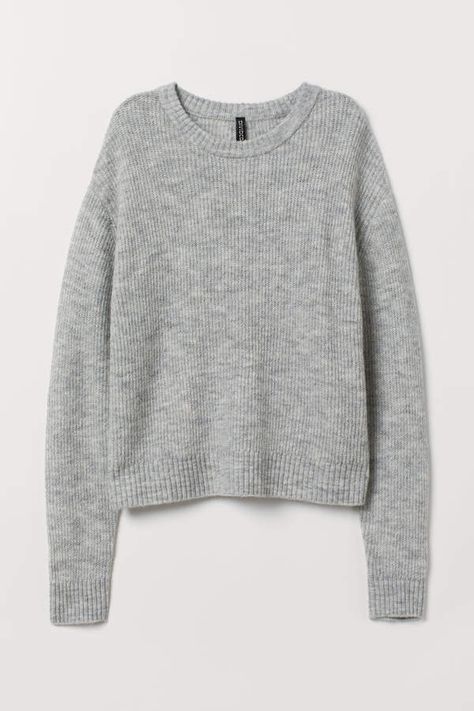 H&M - Rib-knit Sweater - Gray Grey Knit Sweater, Popular Outfits, Ribbed Knit Sweater, Pattern Sweater, Knit Jumper, Sweater Weather, Wool Sweaters, Grey Sweater, Sweater Shop