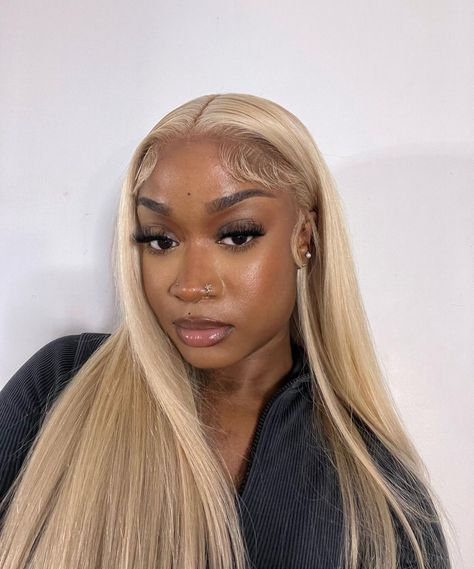 Blonde Wig Brown Skin, Bday Hair, Frontal Wig Hairstyles, Protective Hairstyles Braids, Frontal Hairstyles, Legally Blonde, Dope Hairstyles, Hair Ponytail Styles, Face Card