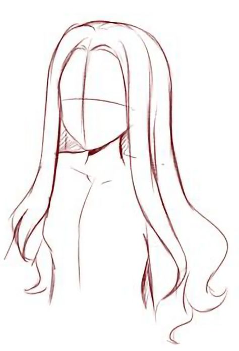 Easy Hair Drawings, Long Hair Drawing, Pelo Anime, Drawing Hair Tutorial, Hair Sketch, Body Base Drawing, Easy Doodles Drawings, Easy Drawings Sketches, Anime Hair