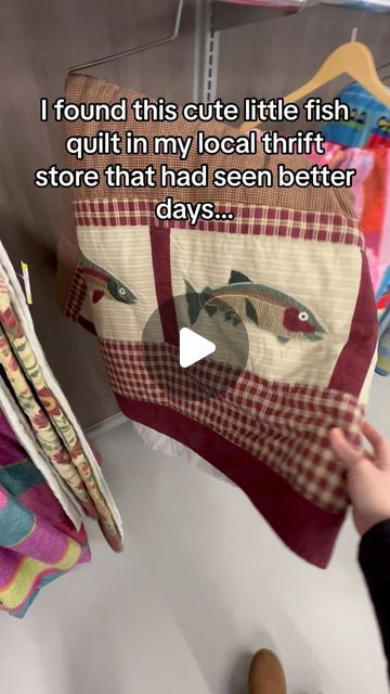 Maggie Nelson on Instagram: "The fishiest little thrift flip you ever did see 🎣🐟 #slowfashion #sustainablefashion #thriftflip #sewing #quilt" Closet Repurpose, Thrift And Flip, Maggie Nelson, Fish Quilt, Thrift Flips, Local Thrift Stores, Thrift Flip, Better Day, Repurpose