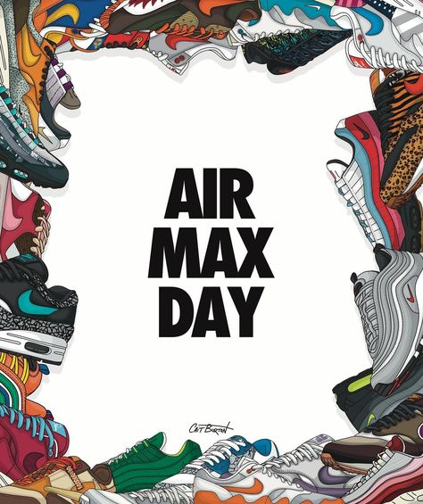 Happy Air max Day guys - What’s on foot today? I’ve got Dynamic Berry Air max 1s on today 😮‍💨 You can use “AIR20” for 20% off prints on the website☁️ ends 1st April. #airmaxday2024 #sneakerart Air Max 1s, Sneakers Illustration, Air Max Day, Sneaker Art, Air Max 1, Banner Design, Air Max, Nike Air Max, Abstract Design