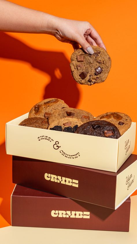 CRMBZ (@crmbz.ae) • Instagram photos and videos Gourmet Cookie Packaging, Cookies Pictures Instagram, Cookie Box Photography, Photo Cookies Ideas, Cookies Branding Design, Bakery Social Media Content, Cookie Instagram Post, Cookies Instagram Post, Coming Soon Bakery