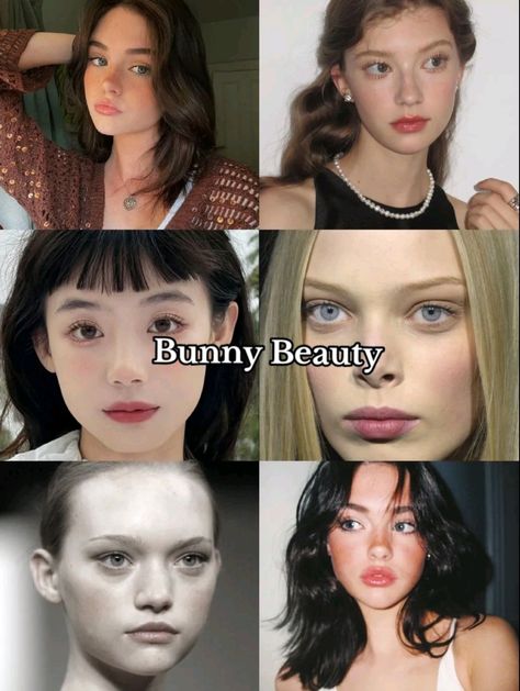 Rabbit Beauty Makeup, Rabbit Pretty Makeup, Bunny Face Shape Makeup, Makeup Animal Type, Animal Types Of Pretty, Rabbit Makeup Aesthetic, Bunny Pretty Face Makeup, Makeup For Cat Face Type, Animal Beauty Types Face