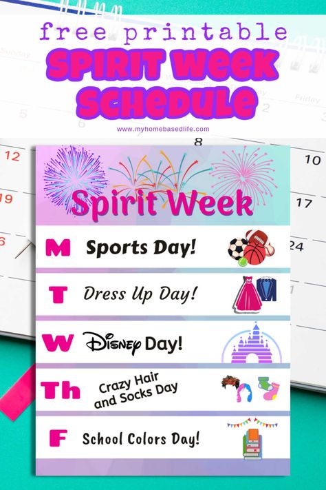 Free printable Spirit week schedule. Ideas for spirit week at home, school, daycare, or camp! #kidactivities #spiritweek Spirit Week Themes Preschool, Twin Day Work Ideas, Spirit Week For Preschool, Daycare Spirit Week Ideas, Spirit Week Preschool, Preschool Spirit Week, Spirit Week Ideas Preschool, Summer Spirit Week Ideas, Dress Up Day Ideas Spirit Weeks