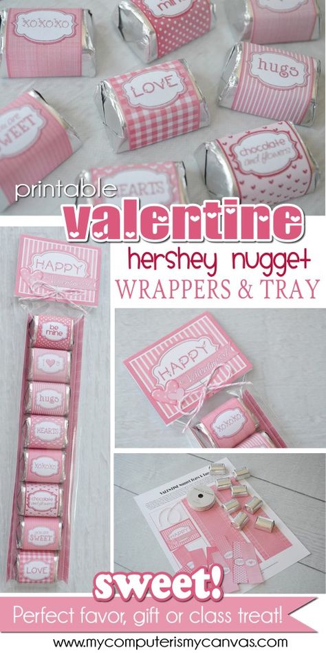 Nugget Wrappers, Love Surprise, Hershey Nugget, Lds Printables, Valentine Words, Happy Hearts Day, Printable Valentine, Valentines Day Food, Valentine Projects