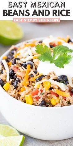 Easy Rice And Beans Recipe, Mexican Rice And Beans, Mexican Beans And Rice, Spanish Rice And Beans, Mexican Beans, Rice And Beans Recipe, Healthy Beans, Black Beans And Rice, Black Bean Recipes