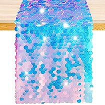 Mermaid Party Table, Under The Sea Party Decorations, Sea Party Decorations, Mermaid Party Supplies, Ocean Theme Party, Sequin Table Runner, Sequin Table, Mermaid Party Decorations, Ocean Party