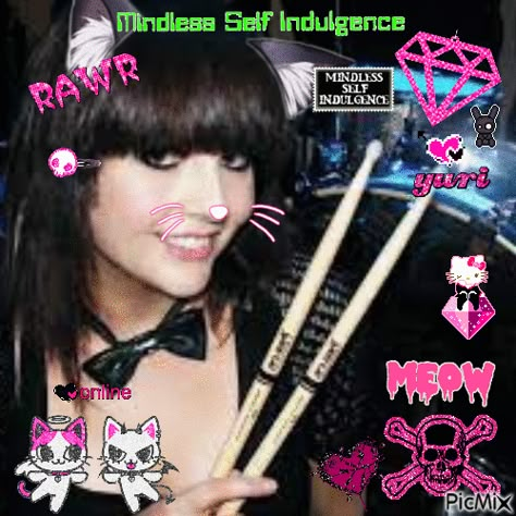 kitty msi <3 Kitty Mindless Self Indulgence, Msi Pfp, Kitty Msi, Purple Swag, Self Indulgence, Mindless Self Indulgence, Friends Font, Instagram Help