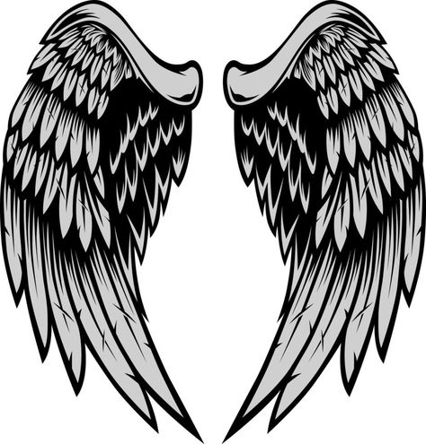 Wings Illustration in tattoo style Wings Silhouette, Wing Vector, Wings Illustration, Wings Icon, Wing Logo, Logo Game, Angel Devil, Wing Tattoo, Anime Head