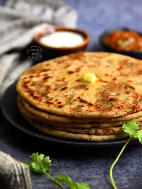 Aloo Paratha | Dhaba Style Aloo Paratha | Cooking From Heart Paratha Photography, Paratha Bread, Aloo Paratha Recipe, Pakistan Food, Aloo Paratha, Cheap Vegan, Indian Flat Bread, Paratha Recipe, Paratha Recipes