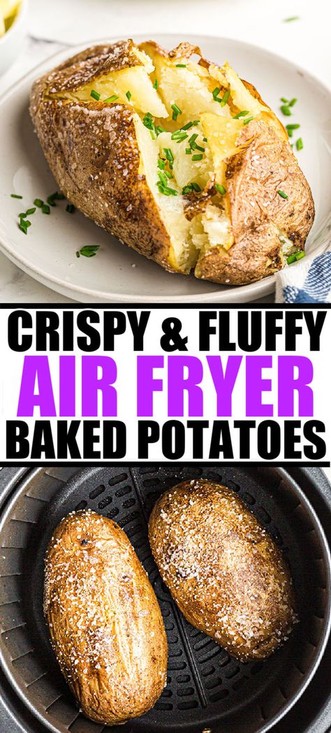 Best Baked Potato, New Air Fryer Recipes, Air Fryer Recipes Snacks, Air Fryer Baked Potato, Air Fryer Cooking Times, Air Fried Food, Air Fryer Oven Recipes, Air Fry Recipes, Potato Recipes Side Dishes