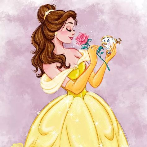 Belle Pfp Aesthetic, Belle Fanart, Belle Drawing, Disney Hairstyles, Bride Cartoon, Drawing Pictures For Kids, Bella Disney, Cherry Drawing, Disney Sketchbook