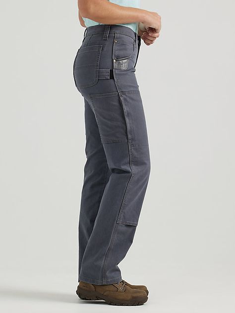 FOR THE WORKDAY WARRIORS The Women’s Wrangler® RIGGS WORKWEAR® Double Knee Work Pant is your new secret weapon for conquering the workday. This relaxed-fit workwear essential is crafted from cotton with just enough stretch to move with you wherever the job takes you. It features a straight leg, mid-rise waist, and utility pockets for your most important gear. Add reinforced knees and reinforced pockets for extra durability, and you have your new go-to pant for the toughest days. Wrangler Work Pants, Carhartt Pants Womens, Farm Work Clothes Women, Women In Trades Outfit, Women Construction Outfit Style, Female Construction Worker Outfit, Carhartt Pants Women, Women Construction Outfit, Farm Work Outfit