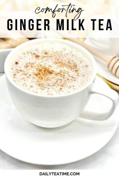 Ginger Milk Tea Recipe, Sick Tea, Ginger Milk Tea, Coconut Milk Tea, Chai Recipes, Diy Coffee Creamer, Ginger Milk, Milk Tea Recipe, Kitchen Witch Recipes