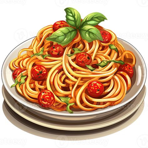 Cartoon Spaghetti, Spaghetti Illustration, Food Clipart, Food Painting, Clipart Cartoon, Recipe Card, Custom Illustration, Italian Food, Food Illustrations