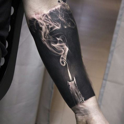 Amazing blackwork Tato Lengan Bawah, Tattoos Arm Mann, Tato Flash, Lower Arm Tattoos, Negative Space Tattoo, Catrina Tattoo, Candle Tattoo, Tattoo Filler, Tato Lengan