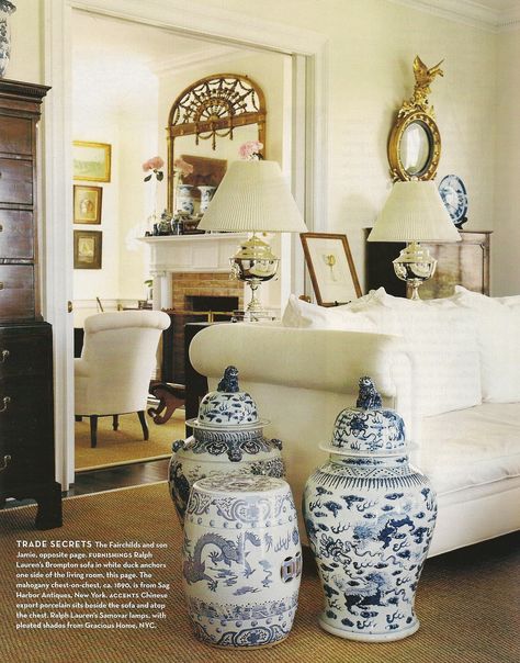 Ralph Lauren Home – Alexandra's London Hamptons Houses, Phoebe Howard, Blue And White Vases, Mark Sikes, Aerin Lauder, Bunny Williams, White Ginger Jars, Blue And White Chinoiserie, Blue White Decor