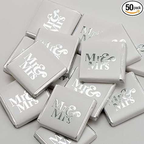 Italian Options Silver Mr & Mrs Wedding Chocolate Neapolitans (50 Chocolates) Alternative Wedding Favors, Silver Wedding Favors, Italian Wedding Favors, Champagne Chocolate, Powder Milk, Chocolate Wedding Favors, Wedding Chocolate, Wedding Sweets, Chocolate Favors