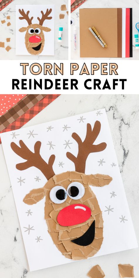 Reindeer Crafts Preschool, Reindeer Art Projects, Christmas Reindeer Craft, Paper Reindeer, Made To Be A Momma, Rudolph Crafts, Moon Craft, Christmas Arts, Bored Jar