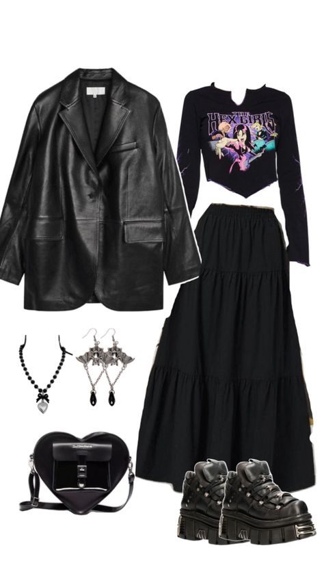 Outfit Informal, 90’s Outfits, Collage Outfits, High Fashion Outfits, Goth Outfits, 가을 패션, Vibe Clothes, Autumn Outfit, Fashion Lookbook