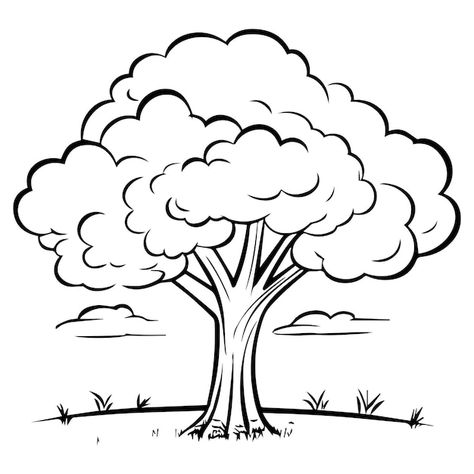 Vector a tree with a tree outline | Premium Vector #Freepik #vector #tree-vector #family-tree #tree-set #tree Tree Drawing For Family Tree, Tree Outline Drawing, Trees Outline, Drawing Of Tree, Family Tree Drawing, Tree Coloring, Tree Outline, Stencil Outline, Tree Coloring Page