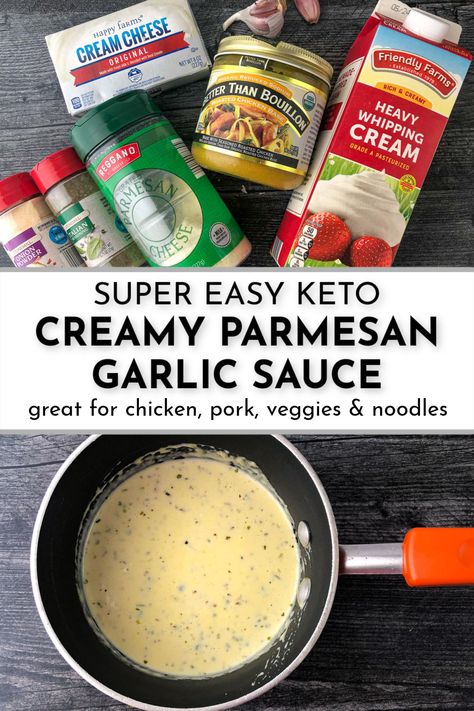 If you are looking for an easy keto dinner, try these crispy air fryer chicken thighs with an easy but delicious creamy parmesan garlic sauce. The creamy keto sauce can be made in minutes and tastes great on chicken and simple steamed vegetables for a healthy and tasty weeknight dinner. Each tablespoon of sauce has just 0.5g net carbs! Keto Chicken Sauce, Keto Sauce For Chicken, Keto Creamy Sauce, Keto Parmesan Sauce, Keto Sauce, Keto Cream Sauce, Keto Wing Sauce, Low Carb White Sauce, Keto Dipping Sauce For Chicken