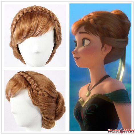 Disney Frozen Princess Anna Cosplay Updo Wigs Updo Wigs, Frozen Makeup, Anna Frozen Costume, Frozen Musical, Anna Cosplay, Characters Cosplay, Elsa Frozen Costume, Frozen Cosplay, Coronation Dress