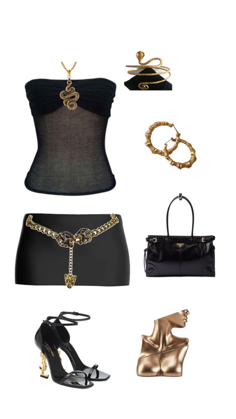 aesthetic gold outfit classy snake arm cuff jewelry ysl Snake Arm Cuff, Arm Cuff Jewelry, Black And Gold Outfit, Aesthetic Gold, Mode Hippie, Outfit Classy, Clueless Outfits, Gold Outfit, Star Wars Outfits