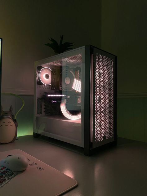 [PaidAd] 35 Best Pc Gaming Setup Tips and Tricks You Need To See This Summer #pcgamingsetup Gaming Pc Minimalist, Cute Gaming Computer, Pc Lighting Ideas, White And Black Pc Build, Earth Tone Pc Setup, Pc Build Aesthetic Green, Black Pc Build Aesthetic, White Pc Build Aesthetic, Aesthetic Pc Case