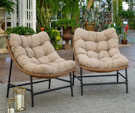 A set of outdoor patio chairs for peak relaxation after a long day of work. These comfy patio additions will be the only thing getting you through the slog of Zoom meetings. Wicker Patio Chairs, Walker Edison Furniture, Outdoor Patio Chairs, Outdoor Room, Patio Lounge Chairs, Simple Furniture, Patio Lounge, Papasan Chair, Conversation Set Patio