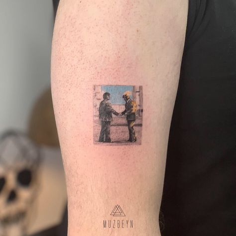 Wish You Were Here Album Cover Tattoo, Music Album Tattoo Ideas, Album Cover Tattoo Ideas, Pink Floyd Tattoo Wish You Were Here, Pink Floyd Wish You Were Here Tattoo, Tattoo Album Cover, Album Tattoo Ideas, Wish You Were Here Tattoo, Jim Morrison Tattoo