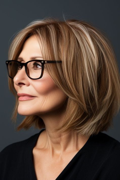 hairstyles for women over 60 with glasses Hairstyles For Over 60, Hairstyles For Women Over 60, Over 60 Hairstyles, Chin Length Hair, Mom Hairstyles, Haircuts For Medium Hair, Short Hair Haircuts, Hairstyles For Women, Elegant Hairstyles