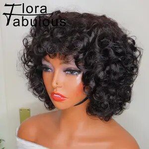 Curly Bangs Wigs Deep Wave Short Bob Wig For Black Women Afro Rose Curly Funmi Wigs with Bang Short Bouncy Curly Bob Human Hair - AliExpress Bob Wig For Black Women, Wave Short Bob, Black Women Afro, Wigs Deep Wave, Women Afro, Wig For Black Women, Curly Bangs, Short Bob Wigs, Bob Wig